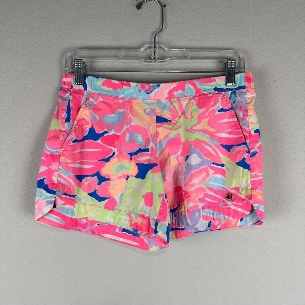 Lilly Pulitzer Pink Floral Tropical Ocean View Pull On Shorts Size XS